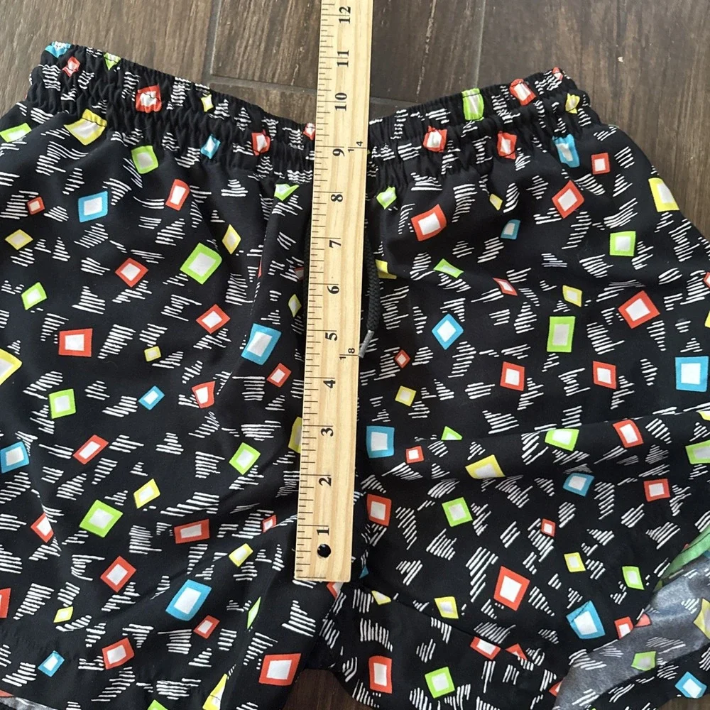 Chubbies Swim Trunks Men Small Black Graphic Print Lined Drawstring Made in USA